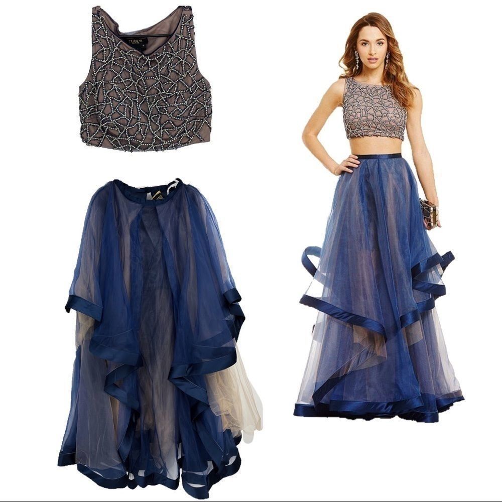 Terani Couture Navy Blue Two-Piece Evening Gown – NWT (Size 2)